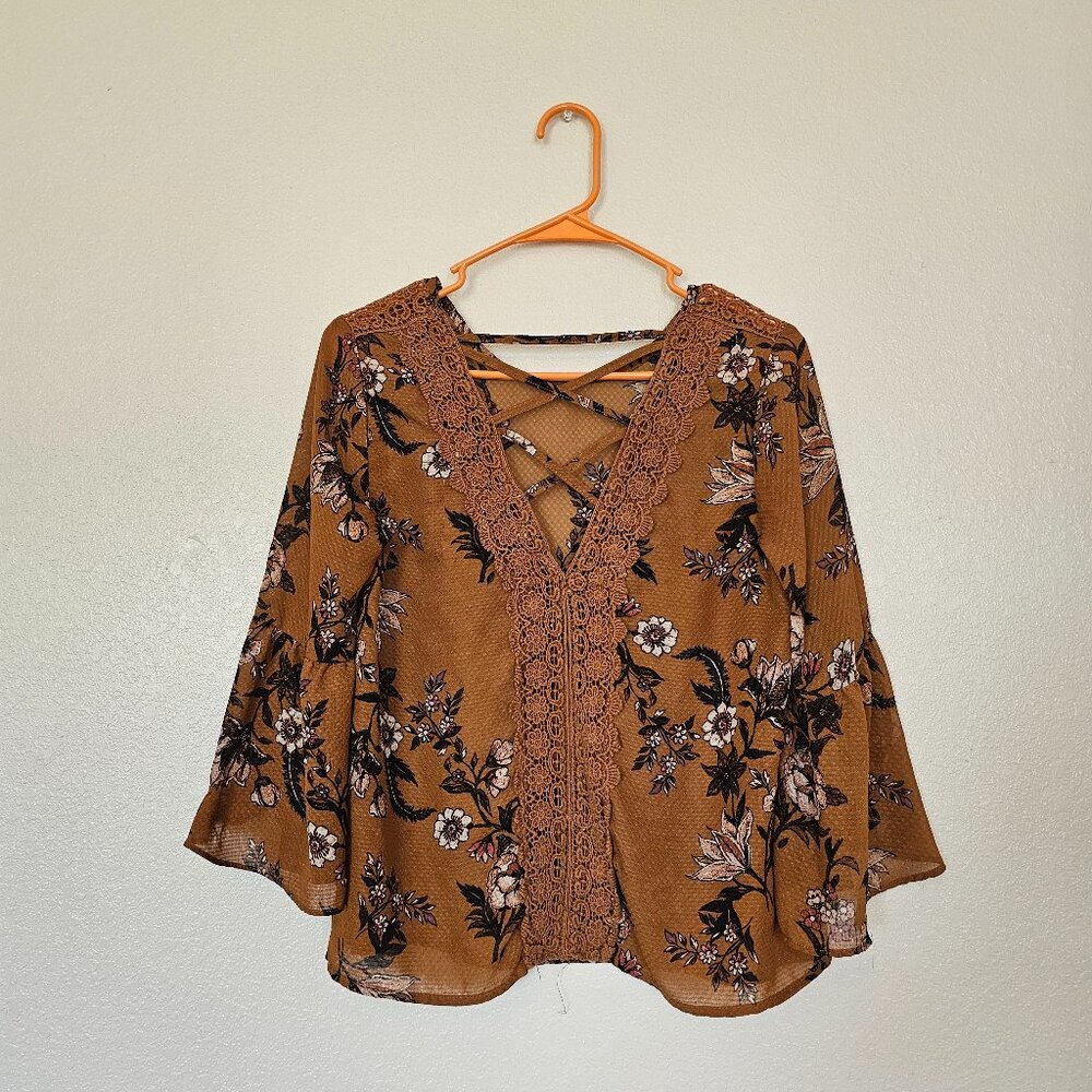 Brown floral blouse
